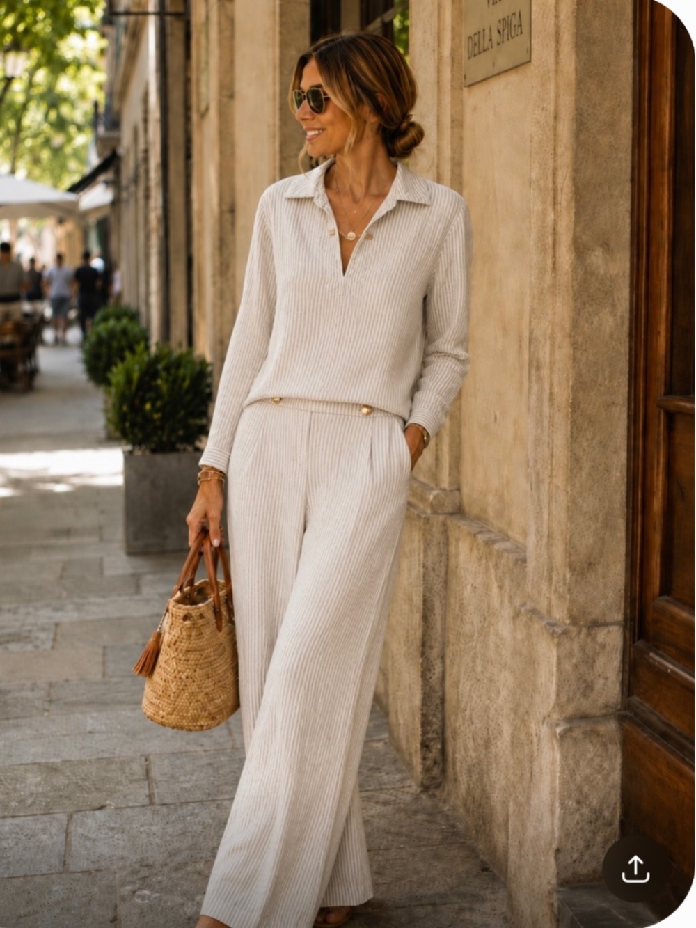 Michael Kors Long Sleeve Linen Top